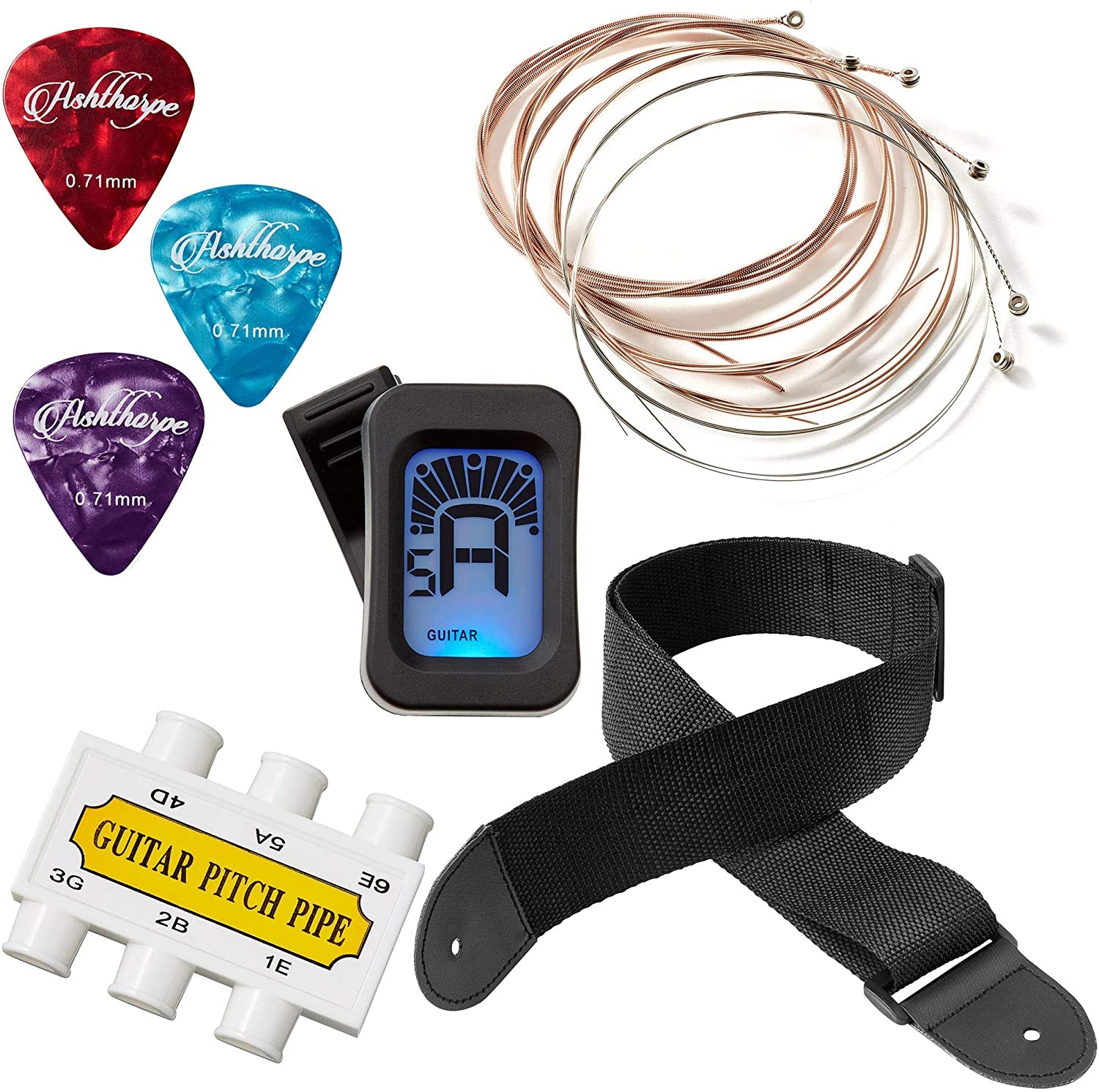 38-Inch Beginner Acoustic Guitar Package (Blue), Basic Starter Kit W/Gig Bag, Strings, Strap, Tuner, Pitch Pipe, Picks