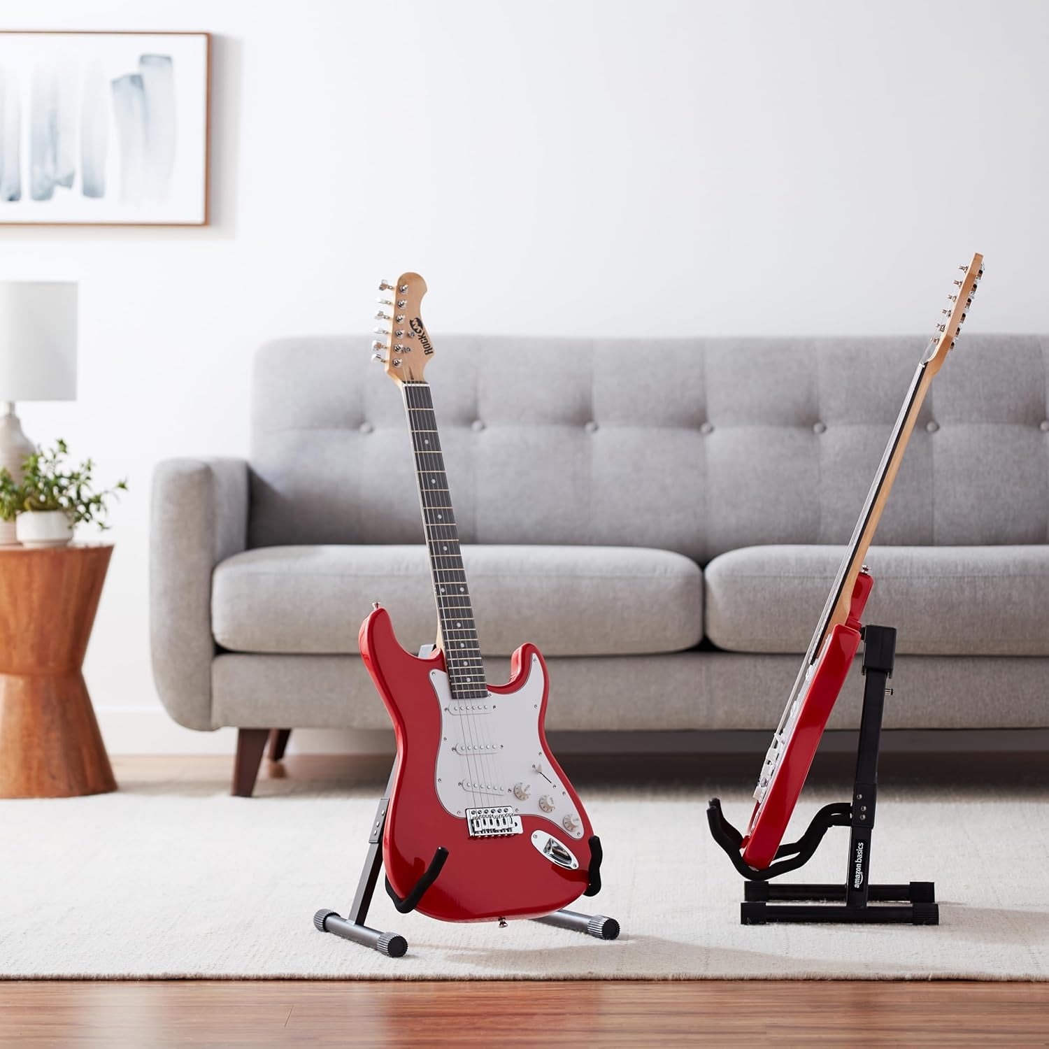 Adjustable Folding Guitar Stand, A-Shape, Fully Assembled - for School Music Program, Concerts & Multiple Users, Black