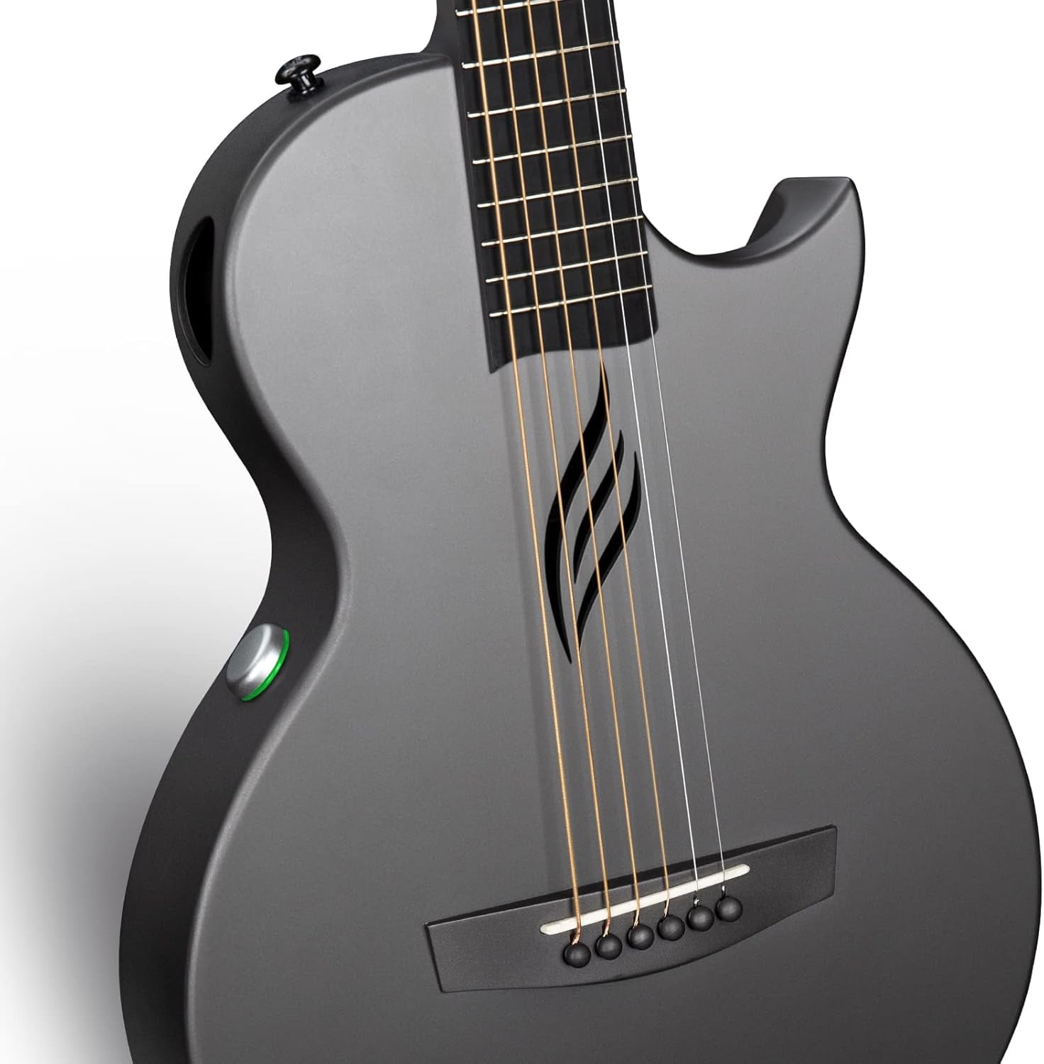 NOVA Go SP1 Carbon Fiber Acoustic Electric Guitar with Smart Acousticplus 35 Inch Travel Acustica Guitarra Starter Bundle Kit of Gig Bag, Strap, Strings, Charging Cable, Instrument Cable(Black)