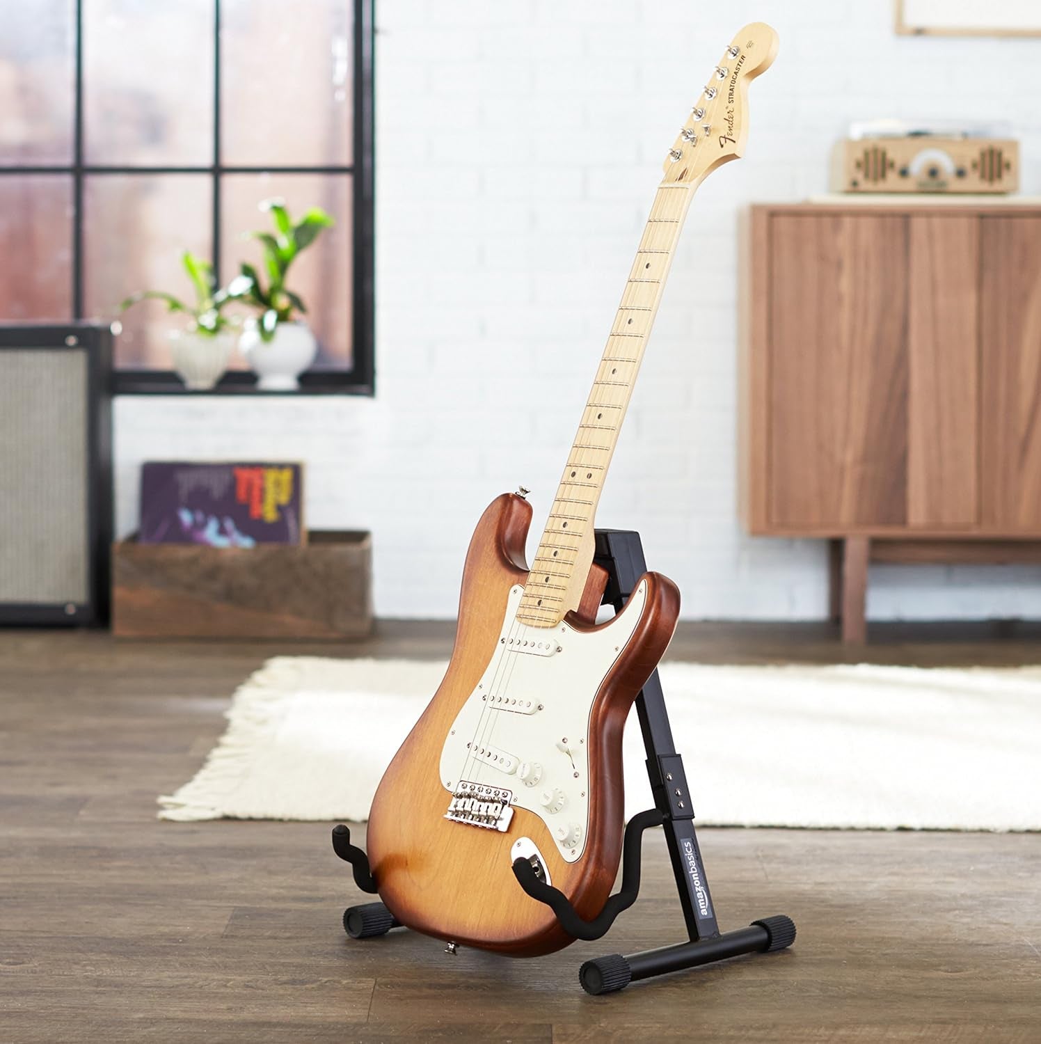 Adjustable Folding Guitar Stand, A-Shape, Fully Assembled - for School Music Program, Concerts & Multiple Users, Black