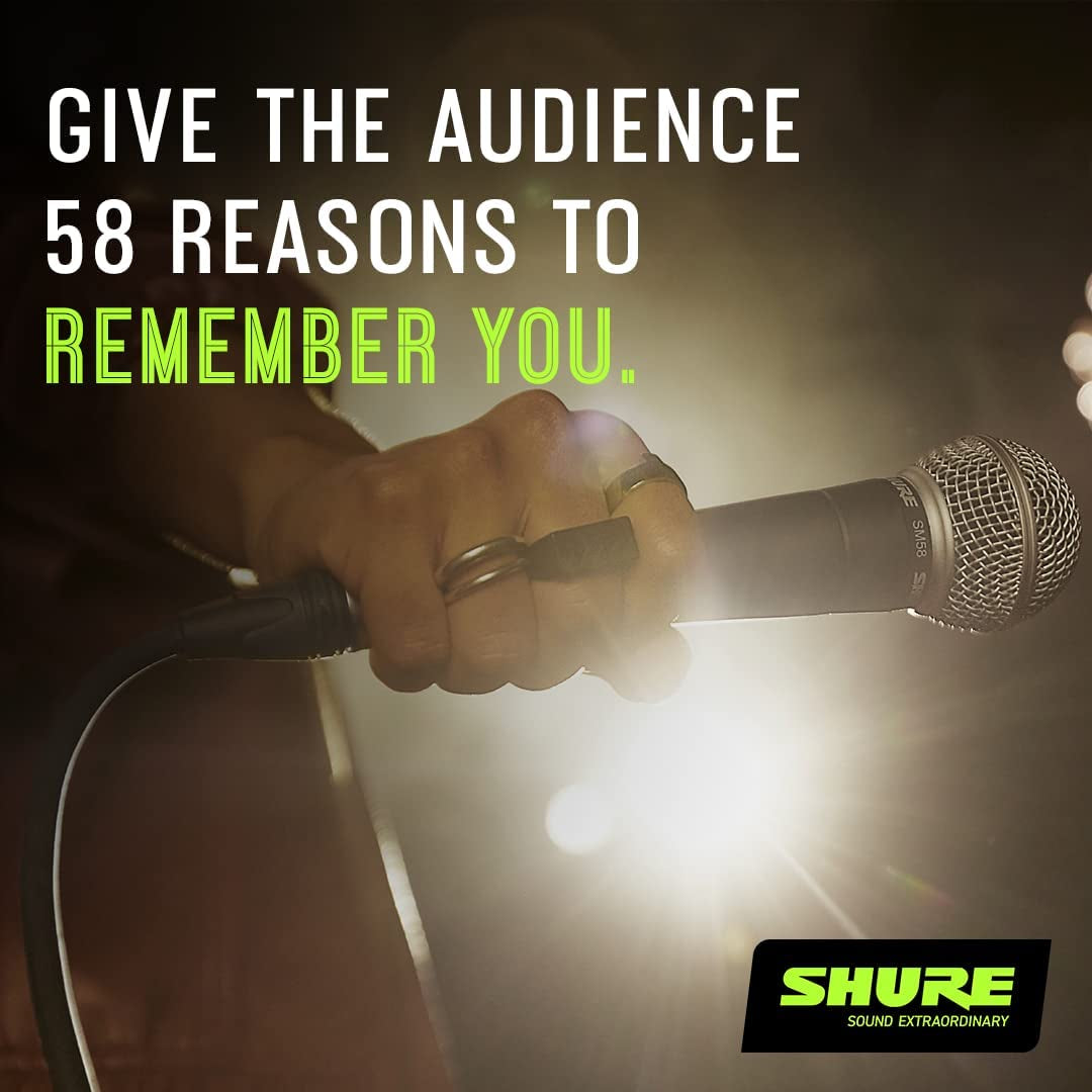 SM58 Pro XLR Dynamic Microphone - Professional Studio & Live Performance Cardioid Mic for Vocals, Podcasting, and Recording (SM58-LC)
