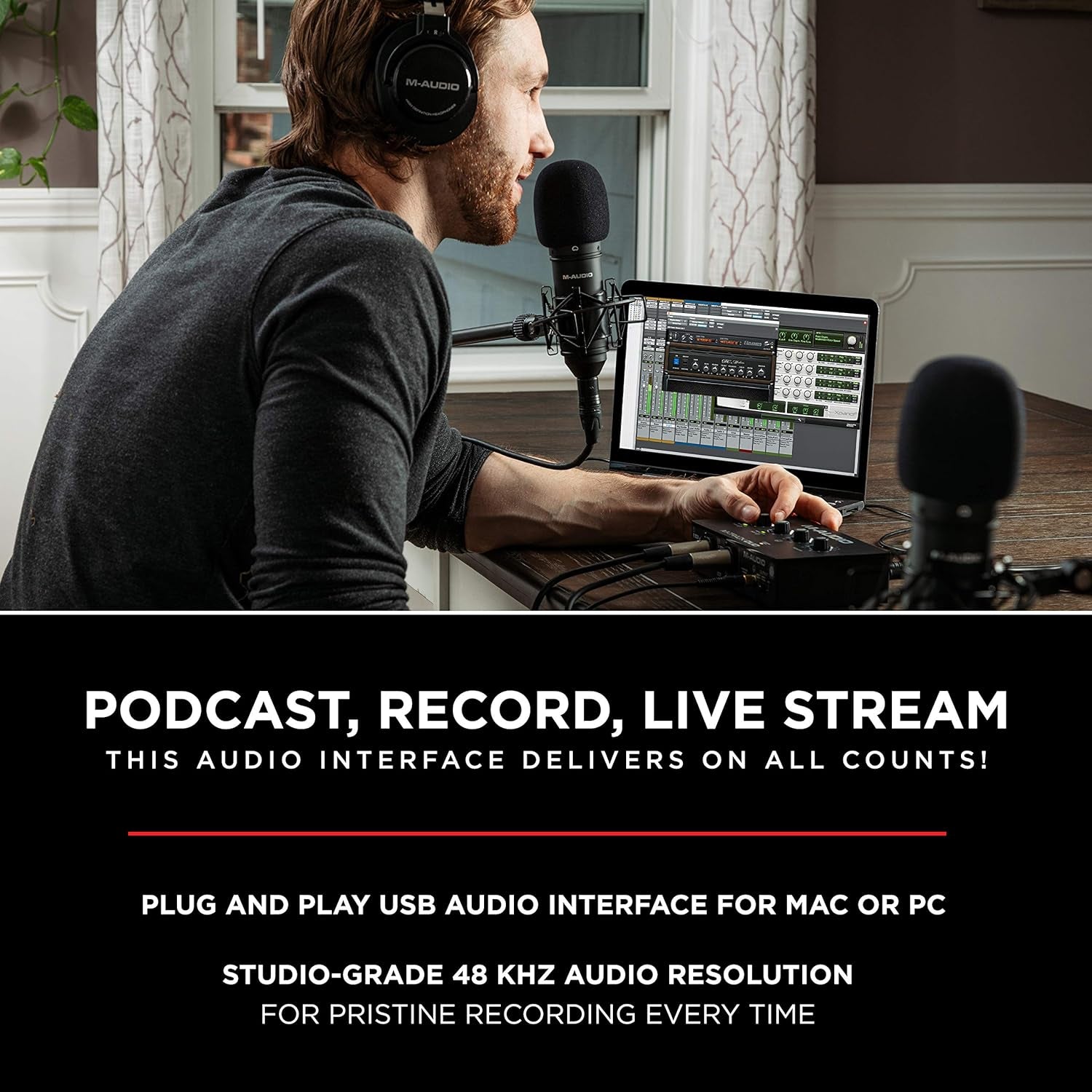 M-Track Duo – USB Audio Interface for Recording, Streaming and Podcasting with Dual XLR, Line & DI Inputs, plus a Software Suite Included