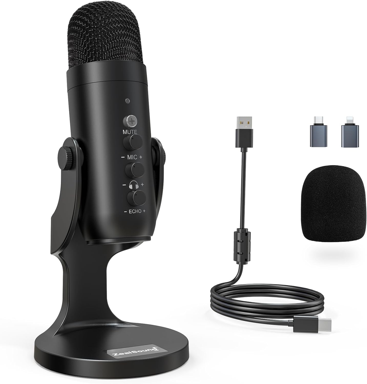 USB Microphone,Condenser Computer PC Mic,Plug&Play Gaming Microphones for PS 4&5.Headphone Output&Volume Control,Mic Gain Control,Mute Button Vocal,Youtube Podcast on Mac&Windows(Black)