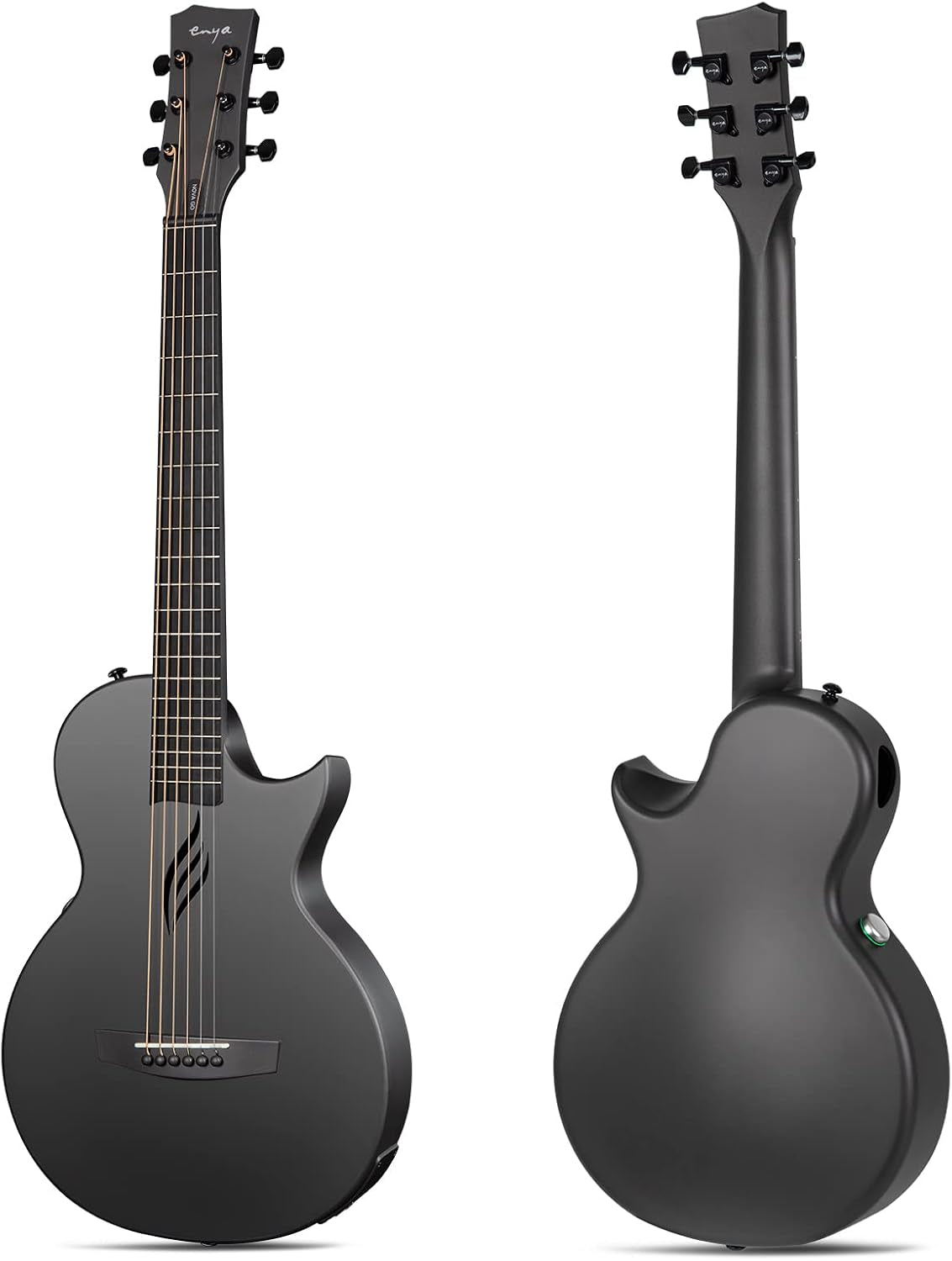 NOVA Go SP1 Carbon Fiber Acoustic Electric Guitar with Smart Acousticplus 35 Inch Travel Acustica Guitarra Starter Bundle Kit of Gig Bag, Strap, Strings, Charging Cable, Instrument Cable(Black)