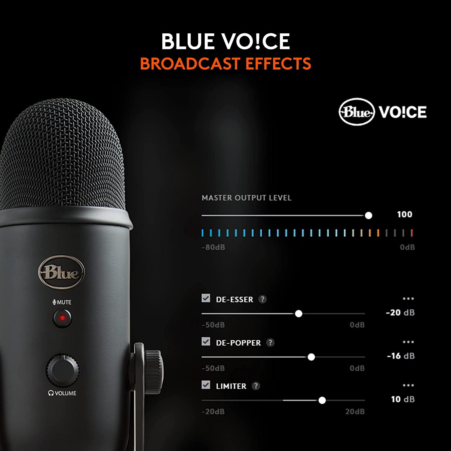 Yeti USB Microphone for Gaming, Streaming, Podcasting, Twitch, Youtube, Discord, Recording for PC and Mac, 4 Polar Patterns, Studio Quality Sound, Plug & Play-Blackout